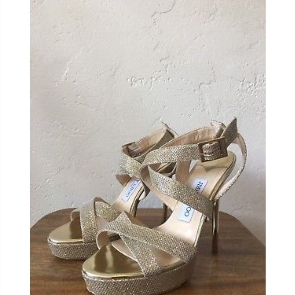 Jimmy Choo Gold Sparkled Pumps
